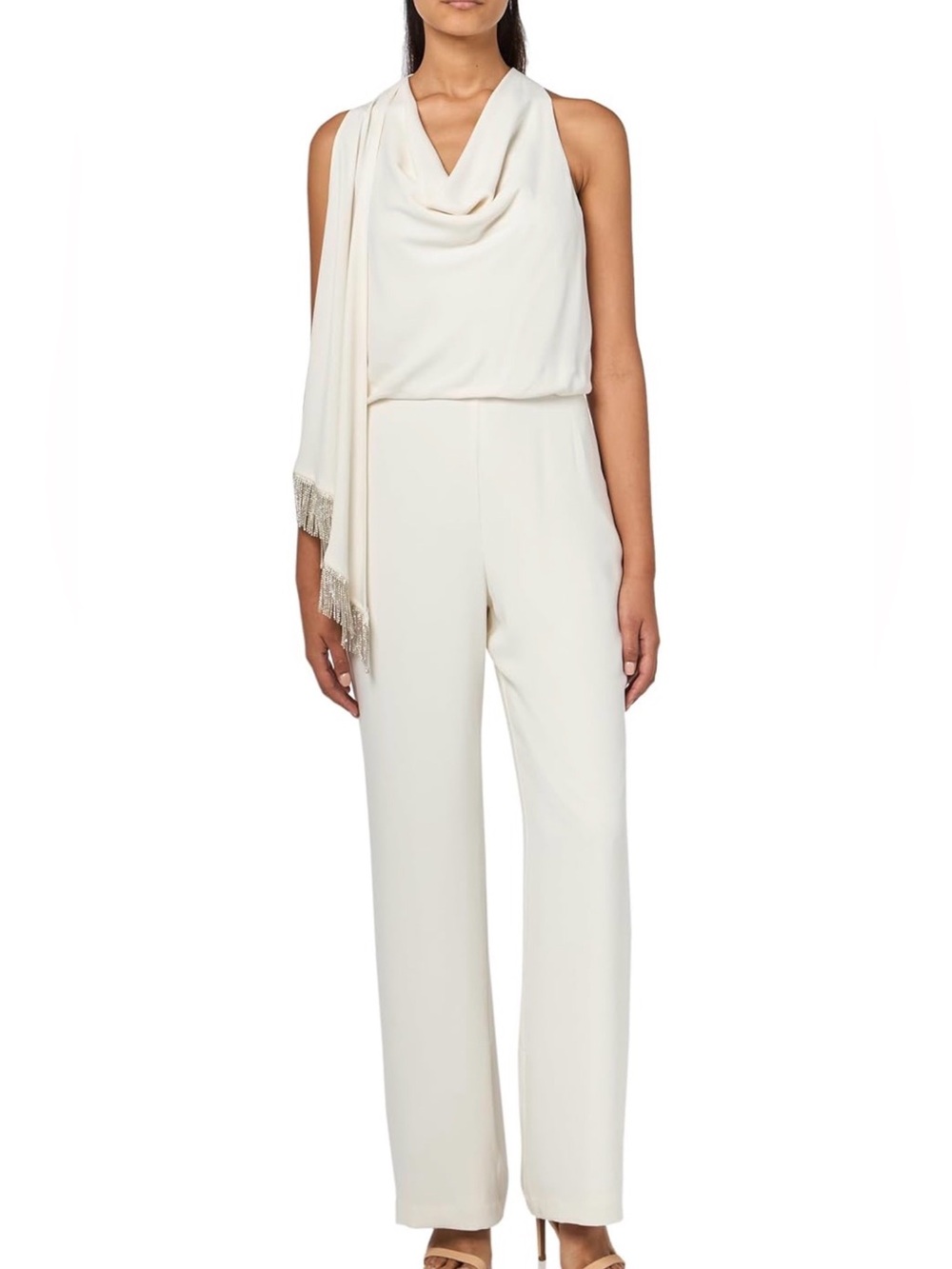 NWT $428 Trina Turk Momo Rhinestone Fringe Scarf Jumpsuit 6